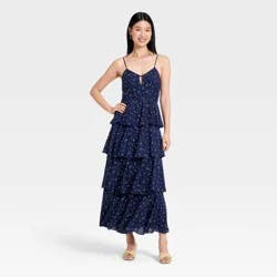 Women's Tiered Ruffle Maxi Dress - A New Day™ Navy Blue M