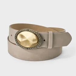 Faux Suede with Antique Gold Finish Buckle - Universal Thread™ Gray M/L