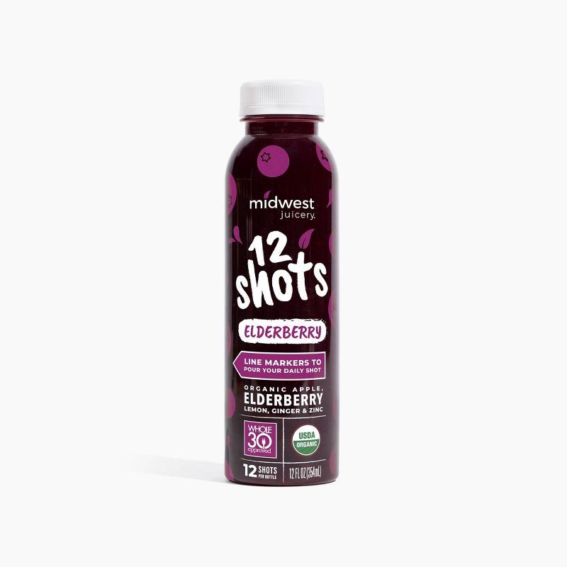 slide 1 of 3, Midwest Juicery 12 Shots Organic Elderberry Wellness Shots - 12 fl oz, 12 fl oz