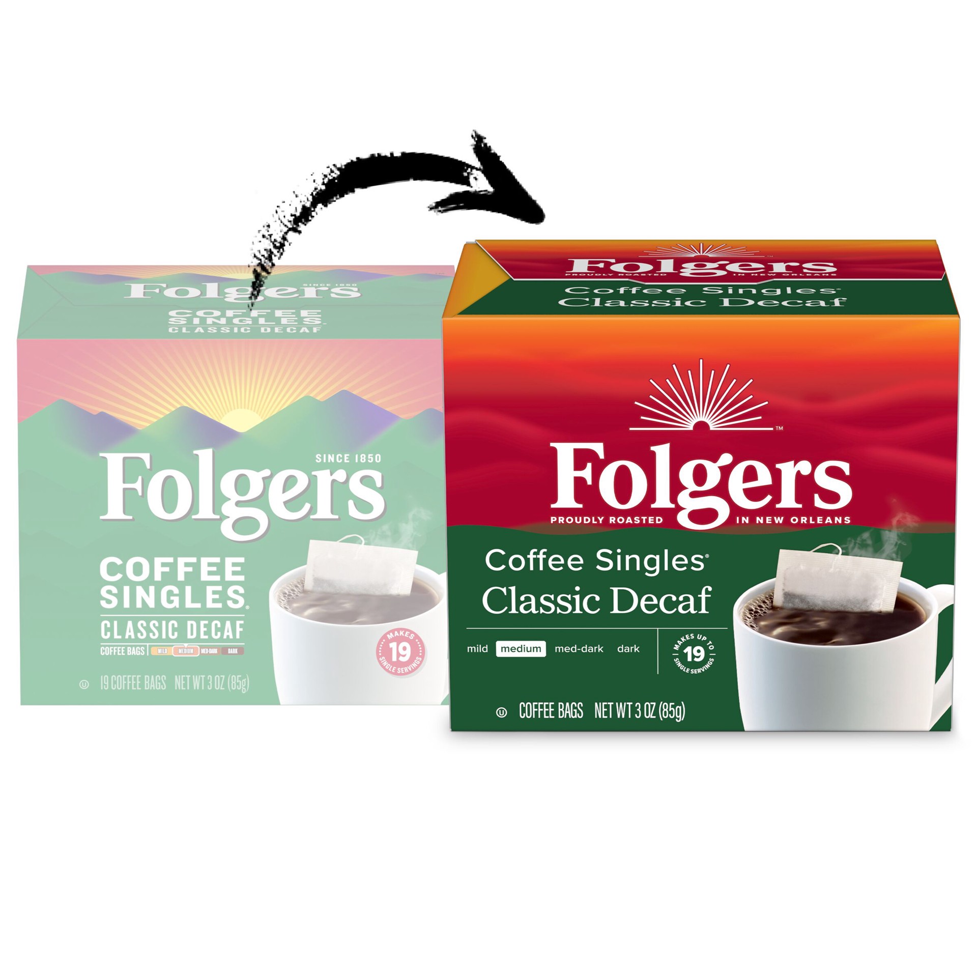 slide 6 of 6, Folgers Coffee Singles Bags Medium Classic Decaf Coffee - 19 ct, 19 ct