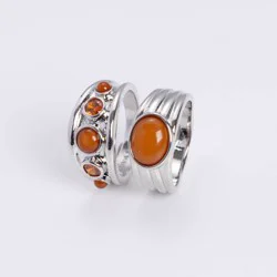 Luv Aj Valencia Ring Set 2pc - Silver/Red Size 8