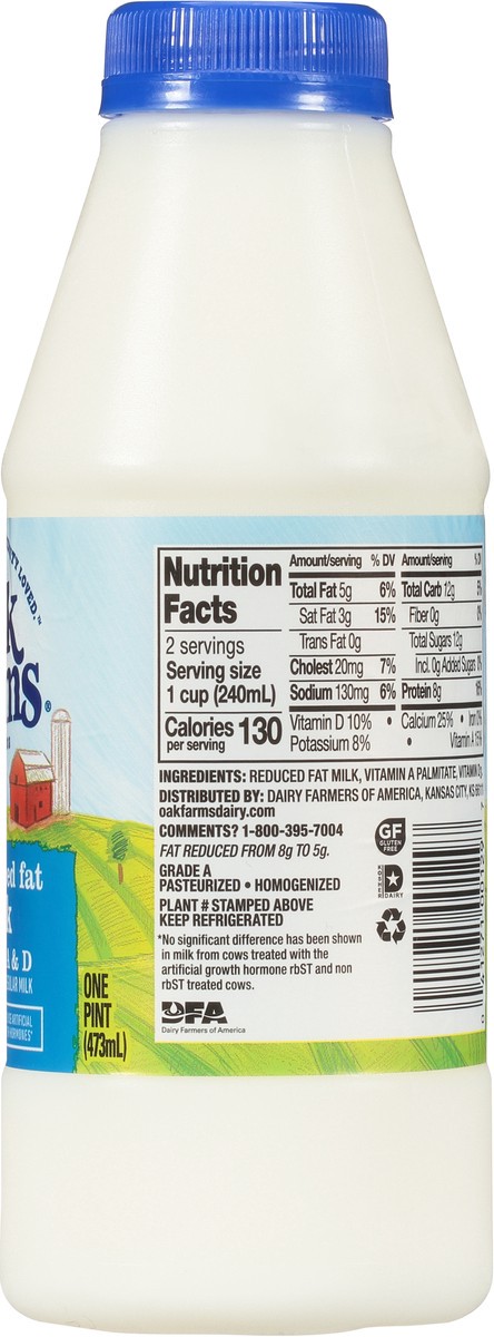 slide 5 of 14, Oak Farms 2% Reduced Fat Milk with Vitamin A and D, Milk Pint - 1 Bottle, 1 pint