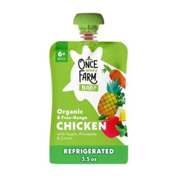 Once Upon a Farm Organic Chicken Apple Pineapple Carrot Baby Food Pouch - 3.5oz: Toddler, Pureed, Free Range, Ready to Eat