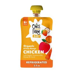 Once Upon a Farm Organic Chicken Apple Coconut Milk Mango Baby Food Pouch- 3.5oz: Age 6 Months & Up, Pureed, Free Range, Cold Pressed