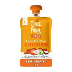 Once Upon a Farm Organic Chicken Bone Broth Apple Tomato Cauliflower Carrot Baby Food Pouch - 3.5oz: Toddler, Pureed, Free Range, Ready to Eat
