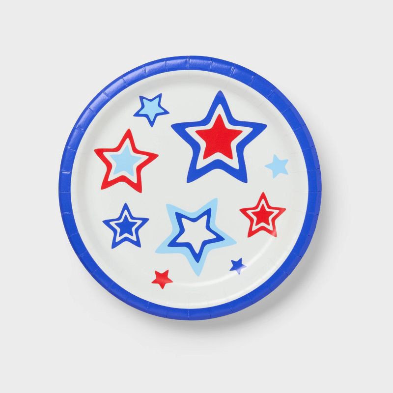 slide 1 of 3, 20ct 7" 4th of July USA Star Snack Paper Plates - Spritz™, 20 ct