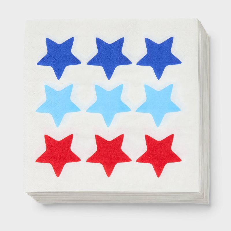 slide 1 of 3, 30ct 4th of July USA Star Print Lunch Disposable Napkins - Spritz™, 30 ct