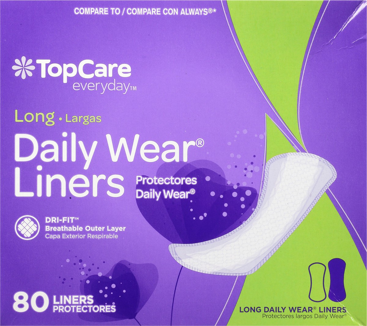 slide 6 of 9, TopCare Everyday Long Daily Wear Liners 80 ea, 80 ct