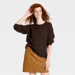 Women's Oversized Pullover Sweater - A New Day™ Brown M