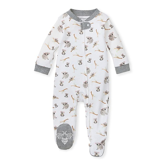 slide 1 of 2, Burt's Bees Baby Newborn Perfectly Koalafied Organic Cotton Footed Pajama - Grey, 1 ct