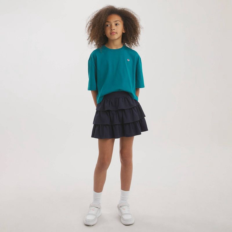 slide 1 of 4, Champion Girls' Tiered Ruffle Skort - Navy Blue S, 1 ct