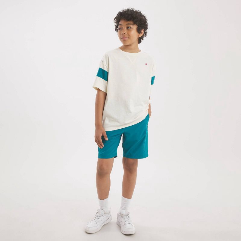 slide 1 of 4, Champion Boys' Oversized Varsity T-Shirt - Cream XL, 1 ct
