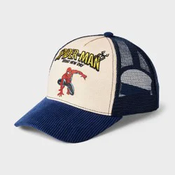 Marvel Spider-Man Faux Suede Brim Baseball Hat - Navy