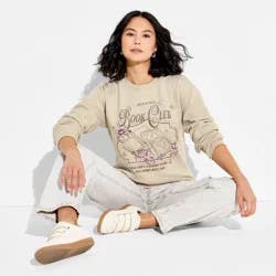 Women's Book Club ACOTAR Fleece Graphic Pullover Sweatshirt - Sand M
