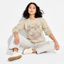 Women's Book Club ACOTAR Fleece Graphic Pullover Sweatshirt - Sand L