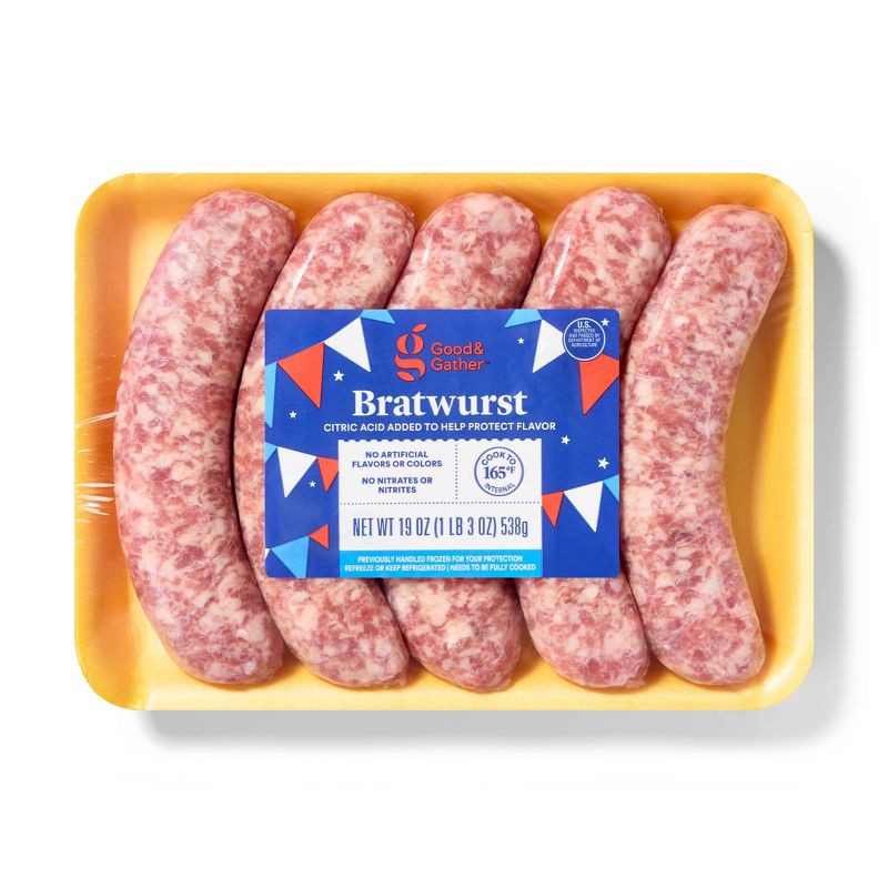 slide 1 of 3, Bratwurst Pork Links - 19oz/5ct - Good & Gather™, 5 ct; 19 oz