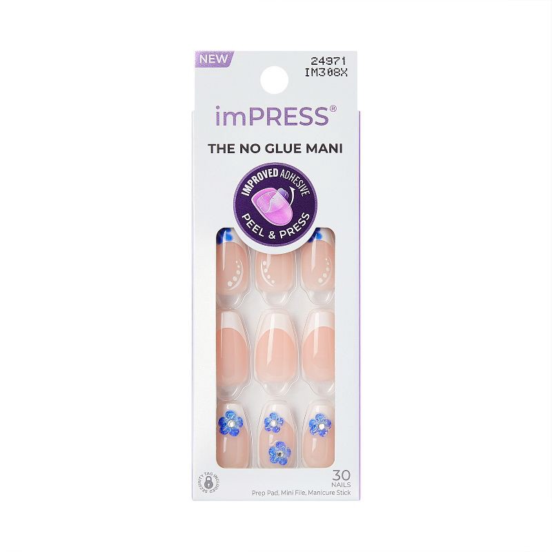 slide 1 of 10, KISS Products Impress Design Press-On Fake Nails - Medium Coffin - Pure Ray - 33ct, 33 ct