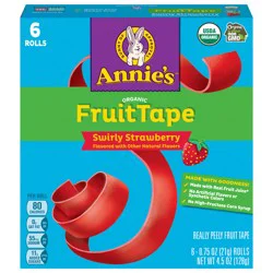 Annie''s Organic Fruit Tape, Swirly Strawberry, Non-GMO and Organic Fruit Flavored Snacks, 6 Rolls, 4.5 oz