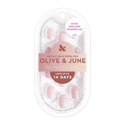 Olive & June Press-On Fake Nails - XS Round - Strawberry Milk - 42ct