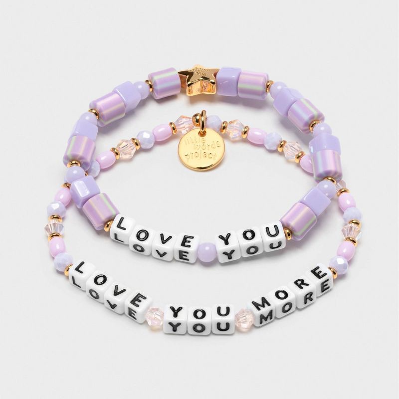 slide 1 of 3, Little Words Project Love You More Beaded Bracelet Set 2pc - Purple, 2 ct