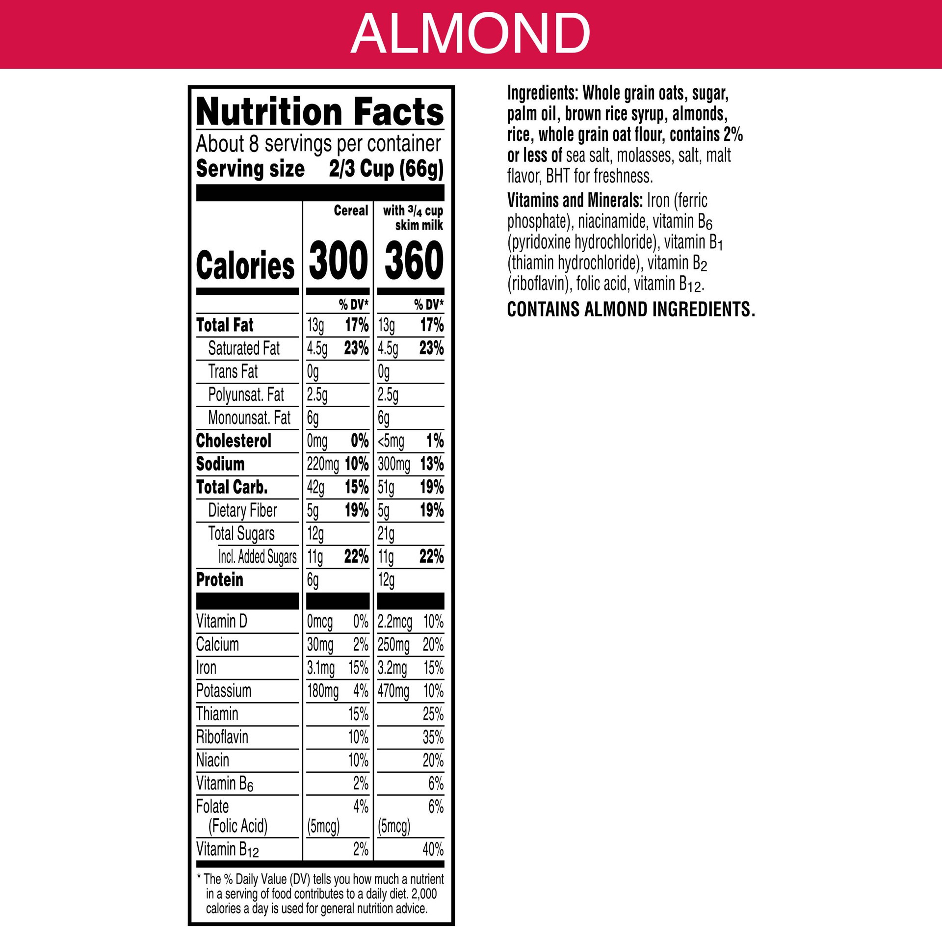 slide 4 of 5, Extra Kellogg's Extra Granola Cereal, Fiber Cereal, Family Breakfast, Almond, 20.2oz Box, 1 Box, 20.2 oz