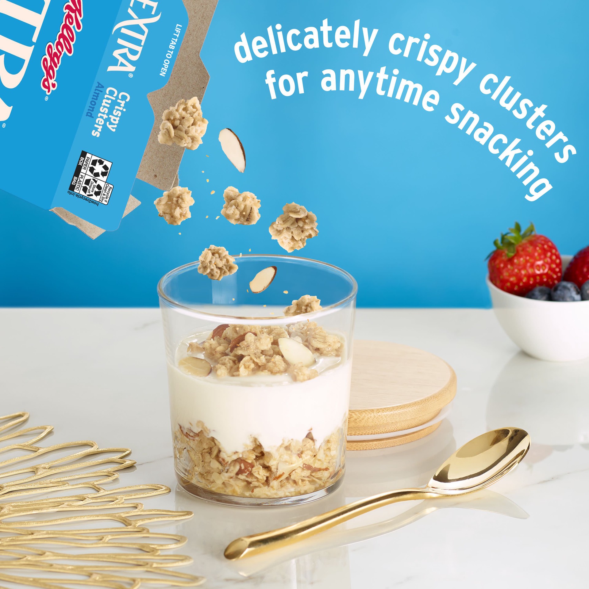 slide 3 of 5, Extra Kellogg's Extra Granola Cereal, Fiber Cereal, Family Breakfast, Almond, 20.2oz Box, 1 Box, 20.2 oz