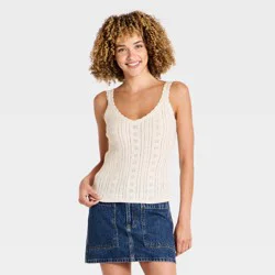 Women's Sleeveless Scoop Neck Tank Pullover Sweater - Universal Thread™ Cream L