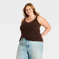 Women's Sleeveless Scoop Neck Tank Pullover Sweater - Universal Thread™ Brown XXL