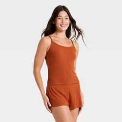 Women's Cozy Ribbed Cami Top - Auden™ Rust L