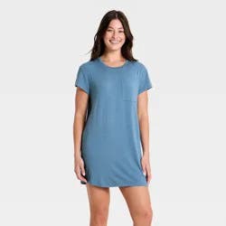 Women's Jersey Pajama T-Shirt Dress - Auden™ Blue XL