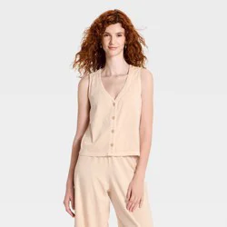 Women's Button-Front Jersey Tank Top - Universal Thread™ White M