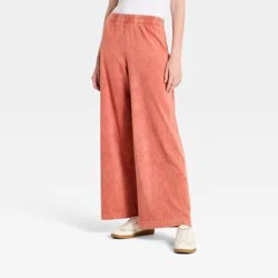 Women's High-Rise Wide Leg Knit Pull-On Pants - Universal Thread™ Red XS