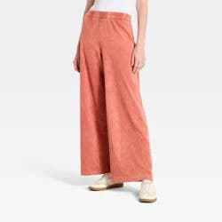 Women's High-Rise Wide Leg Knit Pull-On Pants - Universal Thread™ Red M