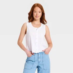Women's Boyfriend Button-Front Tank Top - Universal Thread™ White S