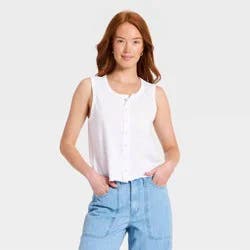 Women's Boyfriend Button-Front Tank Top - Universal Thread™ White S
