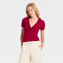 Women's Knotted Top - A New Day™ Pink M