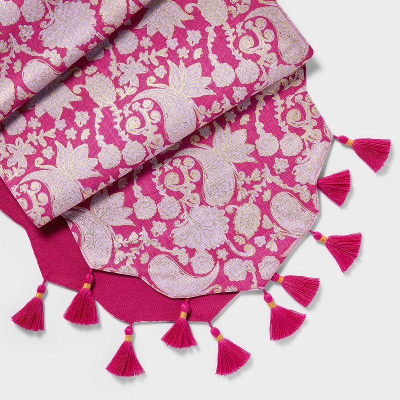 slide 1 of 4, Diwali 14"x72" Table Runner Pink, 14 in x 72 in