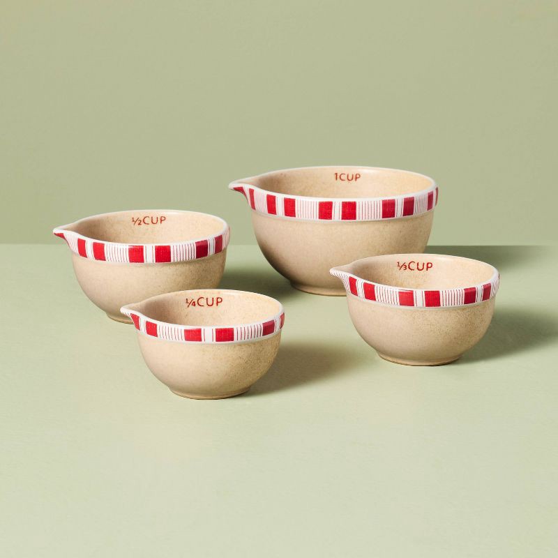 slide 1 of 3, Hearth & Hand with Magnolia Set of 4 Measuring Cups Christmas Red/White Striped - Hearth & Hand™ with Magnolia, 1 ct