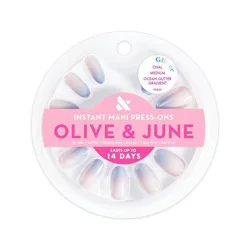 Olive & June Press-On Fake Nails - M Oval - Ocean Glitter Gradient - 42ct