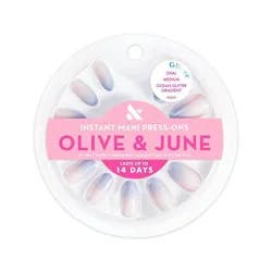 Olive & June Press-On Fake Nails - M Oval - Ocean Glitter Gradient - 42ct