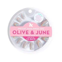 Olive & June Press-On Fake Nails - XS Round - Holographic Sea Glass - 42ct