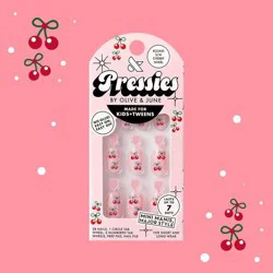 Olive & June Pressies Fake Nails - S/M Round - Cherry Whirl - 28ct