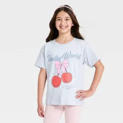 Girls' SmileyWorld Cherry Short Sleeve Graphic T-Shirt - Blue XL