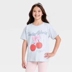 Girls' SmileyWorld Cherry Short Sleeve Graphic T-Shirt - Blue XL