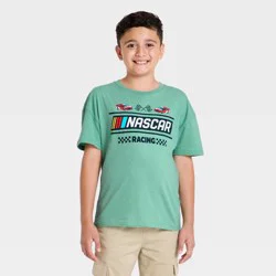 Boys' Nascar Racing Front and Back Graphic T-Shirt - Green XL