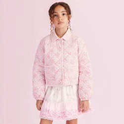 Girls' Charlotte Roseheart Quilted Barn Jacket - LoveShackFancy x Target Rose Pink XXL