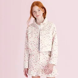 Girls' Grace Sunrise Patchwork Denim Jacket - LoveShackFancy x Target Cream L