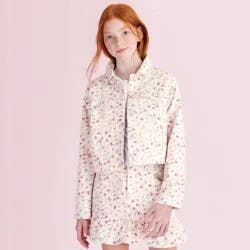 Girls' Grace Sunrise Patchwork Denim Jacket - LoveShackFancy x Target Cream L