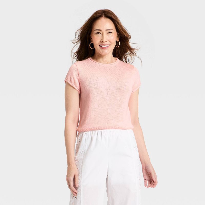 slide 1 of 3, Women's Pullover Sweater Top - A New Day™ Pink XL, 1 ct