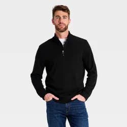 Men's Comfort Wear 1/4 Zip Sweatshirt - Goodfellow & Co™ Black M
